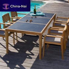 Contemporary dining table AQUARIVAteakceramicHPL