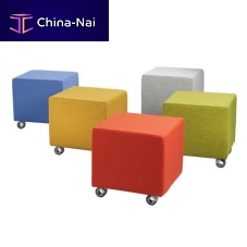 Contemporary pouf VOLKERfabricsquareon casters