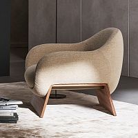 Contemporary armchair Boolean fabricleatherwooden