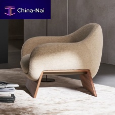 Contemporary armchair Boolean fabricleatherwooden