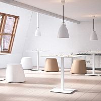 Contemporary pouf CONEEleatherwoodenround