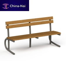 Contemporary public bench GB02 woodenmetalwith backrest