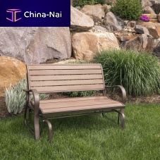 Contemporary garden bench 60290woodenpowder-coated steelwith backrest