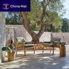 Contemporary armchair NOMADfabricteakwith removable cushion