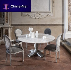 Contemporary dining table Mozaicmarbleteak baseround
