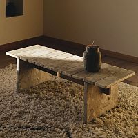 Contemporary coffee table PIANOnatural oakmarblemarble base