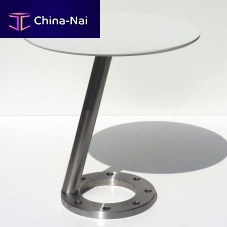 Original design pedestal table STEELFUSIONcompositestainless steel baseround