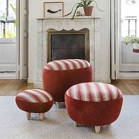 Contemporary pouf PEBBLES KIMONO velvetlinenacrylic