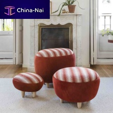 Contemporary pouf PEBBLES KIMONO velvetlinenacrylic