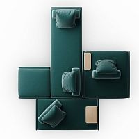 Modular upholstered bench LILAS MOSAQUEcontemporaryfabricleather