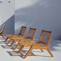 Contemporary fireside chair Synthesis fabricteakhandmade