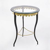Traditional pedestal table JOSEPHINEtempered glasswrought ironpainted steel