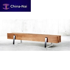 Contemporary bench oakpinestainless steel