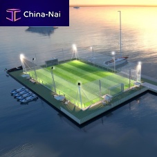 Floating platform for marinasfootball field