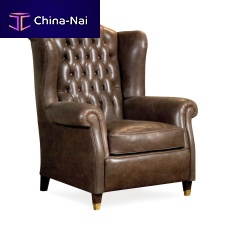 Chesterfield armchair QUEEN fabricleathersolid wood