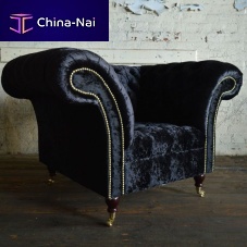 Chesterfield armchair HARLOWvelveton casters