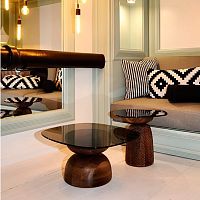 Contemporary coffee table NERAwalnutmapleglass
