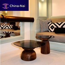 Contemporary coffee table NERAwalnutmapleglass