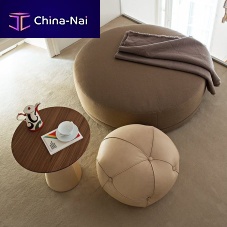 Contemporary pouf SOFIAfabricleatherround