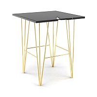 Contemporary high bar table Hurricanelacquered woodtempered glasspolished brass base