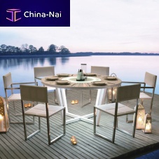 Contemporary table COLORADOwoodenroundgarden