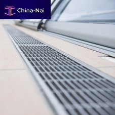 Swimming pool drainage channel with gratingstonestainless steel grate