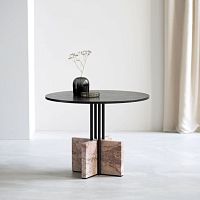 Contemporary coffee table GRAVITYplywoodpowder-coated steel basemarble base
