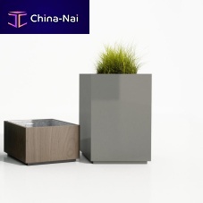 Galvanised steel plant pot woodensquarerectangular