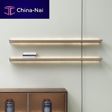 Wall-mounted shelving system RAY contemporarystainless steelleather