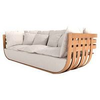 Original design sofa BASKETgrayteak3-seater