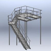Work platform for metering systemswith safety railing