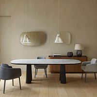 Contemporary table HASHIRA woodenwoodmarble