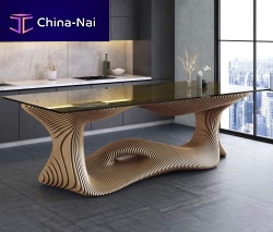 Original design dining table Infinitywoodenglasswooden base