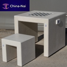 Contemporary table and bench set ANDROMEDA SQUAREconcreteengineered stonecustom