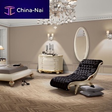 Chesterfield chaise longue Veneziafabricleatherlacquered wood