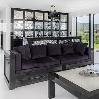 Contemporary sofa fabricleatherstainless steel