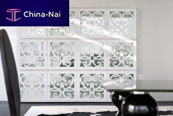 High sideboard PARIS contemporarytempered glass facinglacquered MDF