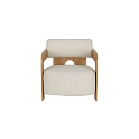 Contemporary armchair Oolongfabricoakblue