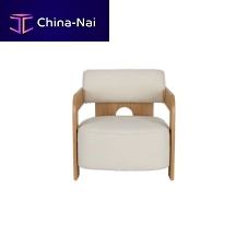 Contemporary armchair Oolongfabricoakblue