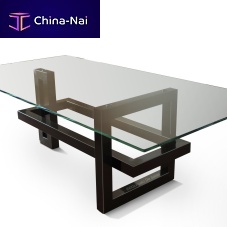Contemporary dining table IOSglassstainless steel baselacquered metal base