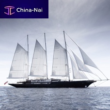 Cruising sailing super-yacht KORUwith open transomwith bowsprit3 masts