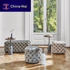 Chesterfield pouf ALCIDEfabricsquareround