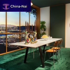 Contemporary table AMBROSIANO oaktempered glasslaminate