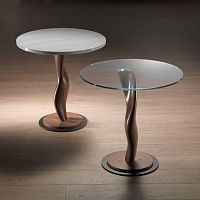 Contemporary pedestal table TL42 PISTILLO glasswalnutround