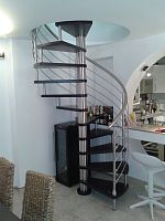 Spiral staircase LUNA INOXcircularwooden stepstainless steel frame