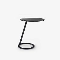 Contemporary pedestal table Good morninglacquered steelchrome steel baseround