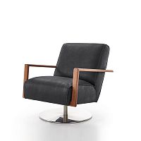Contemporary armchair ICARUSleathersolid woodblack