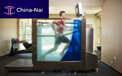 Underwater treadmill with handrails