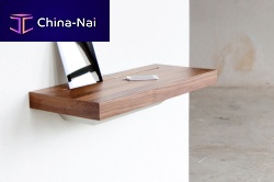 Wall-mounted shelf STAGEcontemporarywoodenwith integrated electrical outlet