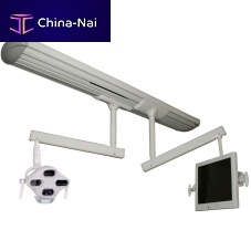 Ceiling-mounted surgical light Dual TrackLED2-armwith video monitor